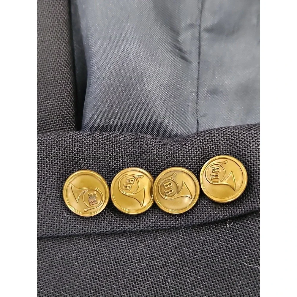 Vintage Hunting Horn Wool Blazer Mens 44R Preppy Old Money Style Made In USA